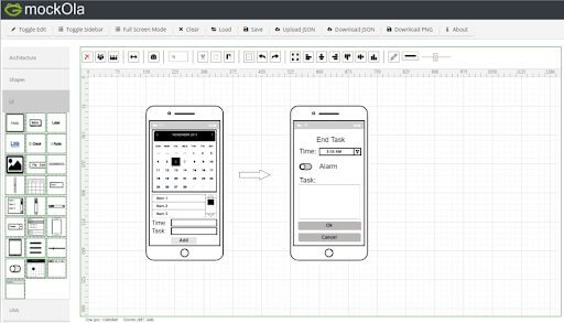 UI Wireframe Mockup with MockOla
