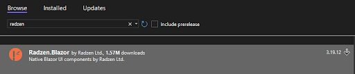 Radzen Blazor NuGet package