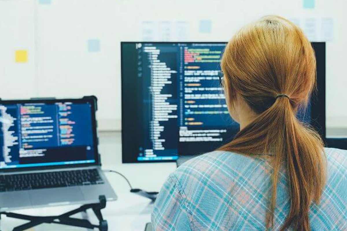 Software developer coding