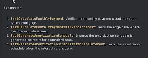 Screenshot of GitHub Copilot summary explanation of what was included in the response