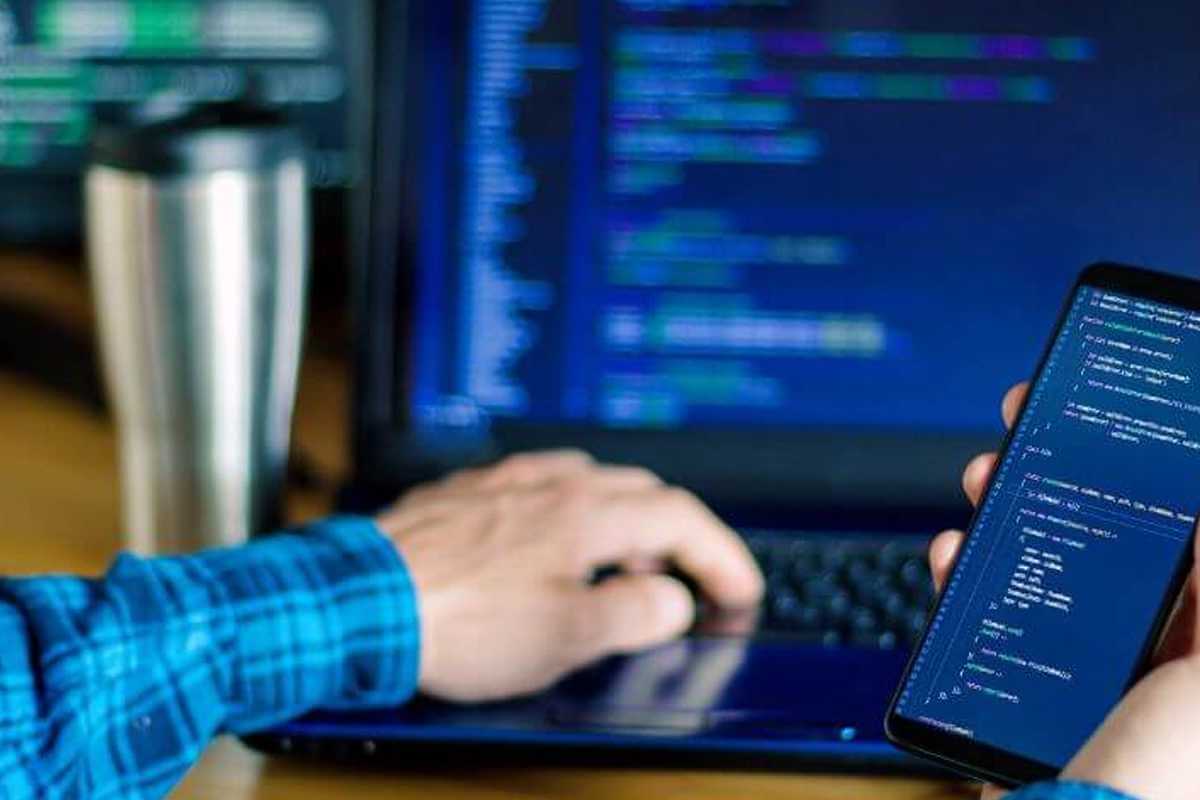 Software developer coding