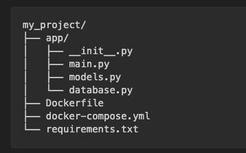 project structure screenshot for alembic migration demo