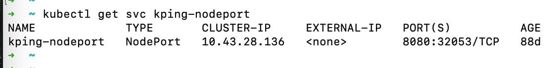 Start by finding  the NodePort port value from a terminal open on any node or the laptop PC