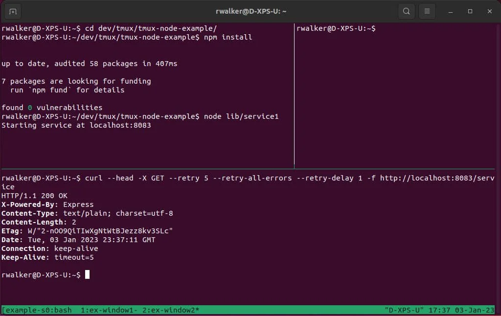 Scripting Development Environment Setup with tmux